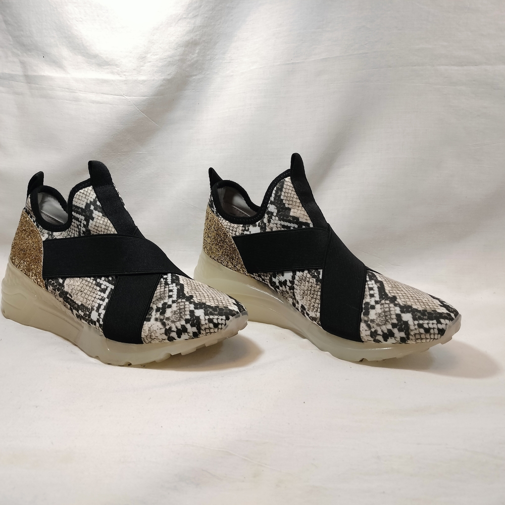 Steve‎ Madden Womens Cryme Slip-On Snake Print and Glitter Sneakers